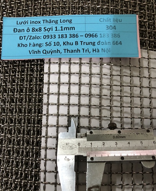 Lưới inox đan ô 8x8mm 304 TLG Thăng Long khổ 1.6m