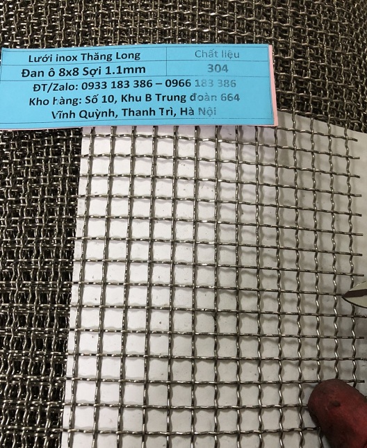 Lưới inox đan ô 8x8mm 304 TLG Thăng Long khổ 1.2m