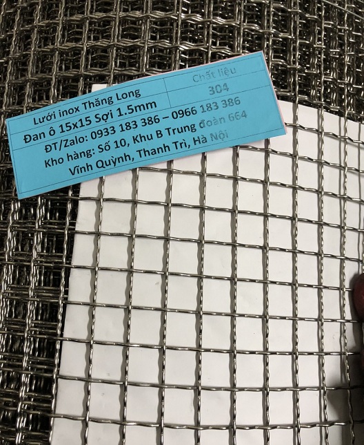 Lưới inox đan ô 1.5cm 304 TLG Thăng Long khổ 1.2m