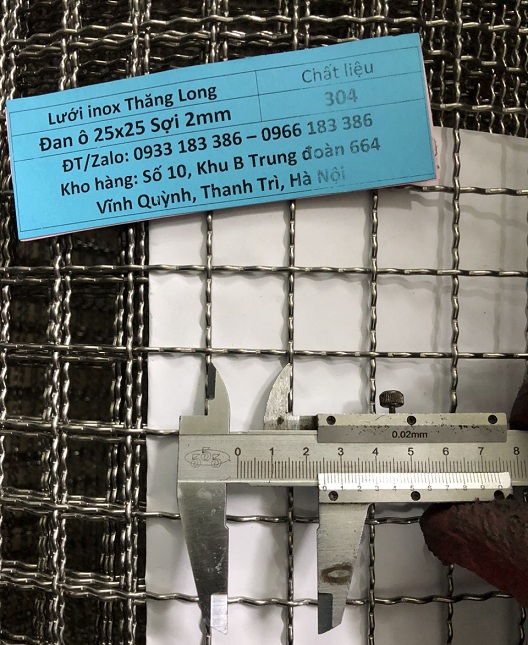 Lưới inox đan ô 2.5cm 304 TLG Thăng Long khổ 1m